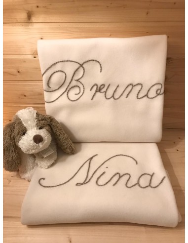 Coperta in pile panna con nome...