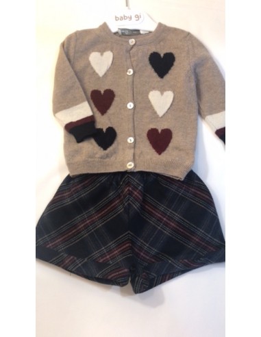 Cardigan in lana con cuori