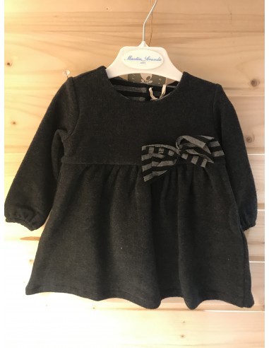 Vestito in felpa girigio con fiocco a...