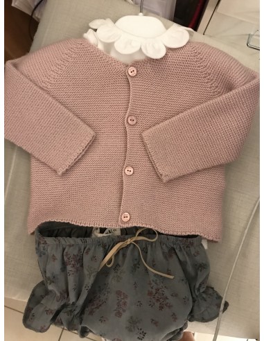 Cardigan in lana rosa antico