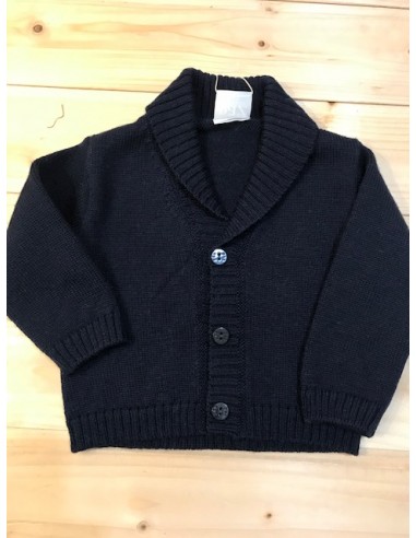 Cardigan in lana con collo sciallato blu