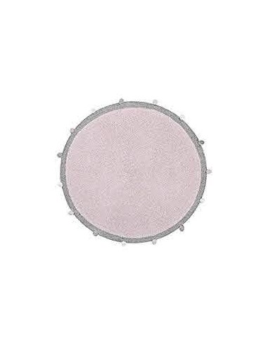 Tappeto tondo lavabile rosa e grigio