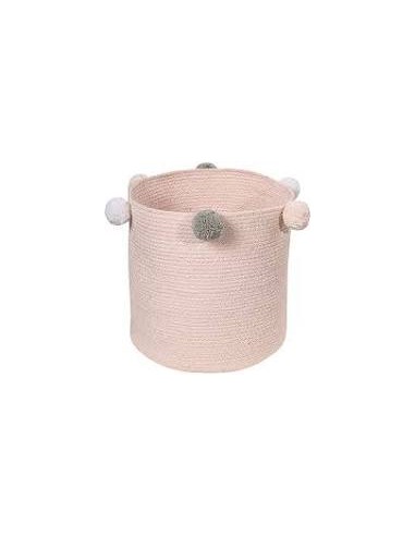 Cesta rosa con pon pon