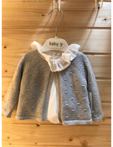 Cardigan in lana grigio punto sodo