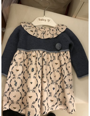 Vestito blu con uccellini