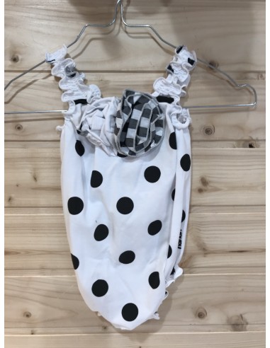 Costume a pois e rose bianco e nero
