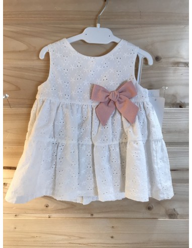 Vestito san gallo con fiocco rosa