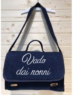 Borsa tracolla in jeans blu...