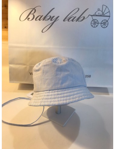 Cappello pescatore riga celeste/bianco