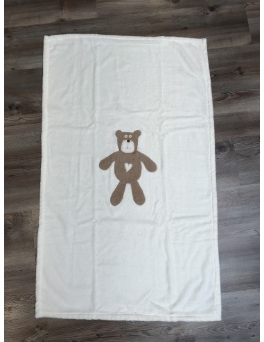 Telo mare in spugna con orso beige