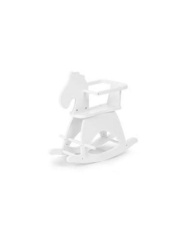 CAVALLO A DONDOLO IN LEGNO BIANCO CON...