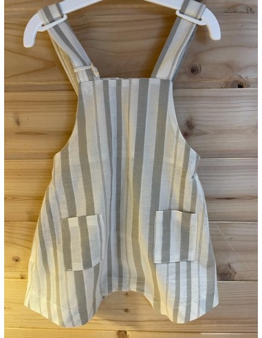salopette in cotone a righe beige