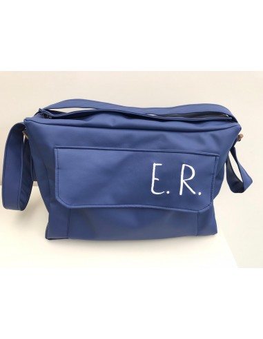 Diaper bag in ecopelle blu con cifre...