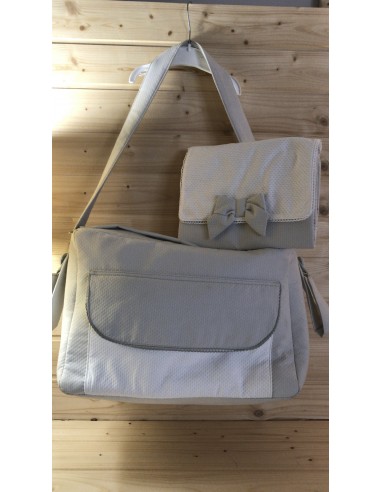 Diaper bag in cotone operato grigio