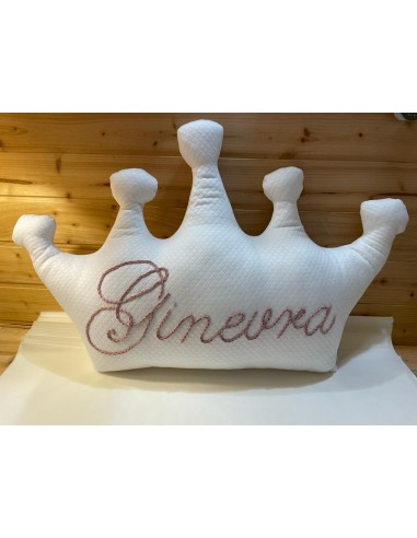 Cuscino corona ricamato con il nome a...