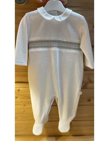 tutina ciniglia bianca con punto smock