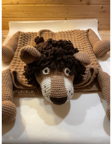 coperta leone in lana fatta a mano