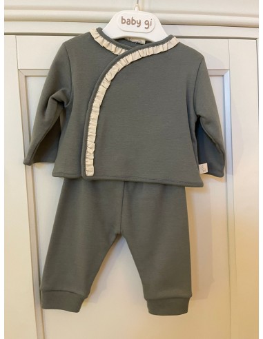 completo 2 pezzi grigio con ruches