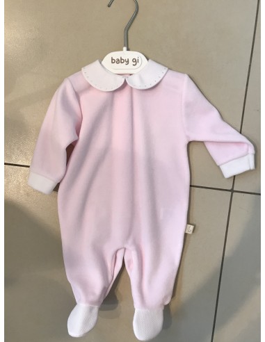 tutina rosa con colletto ricamato