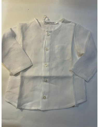Camicia coreana in lino panna