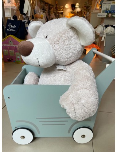 carrello porta giochi in legno azzurro
