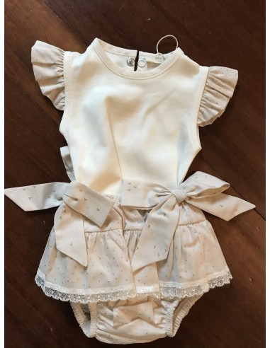 body in cotone con culotte con pois oro