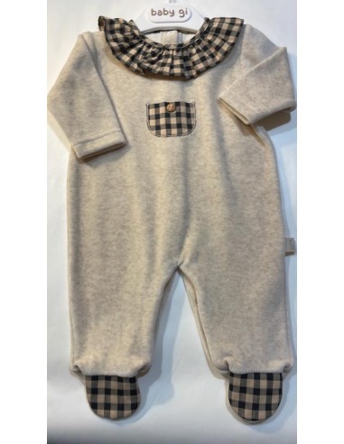 tutina in ciniglia beige con dettagli...