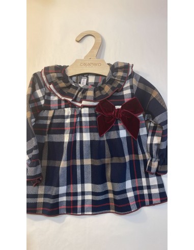 vestito scozzese blu con fiocco...