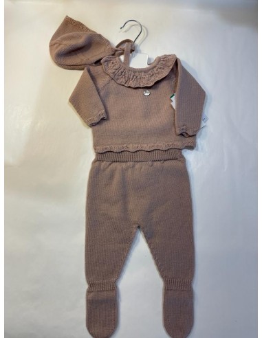 completo 3 pezzi in maglia con cuffia