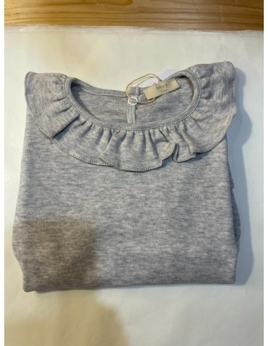 Body m/lunga jersey grigio con bavero