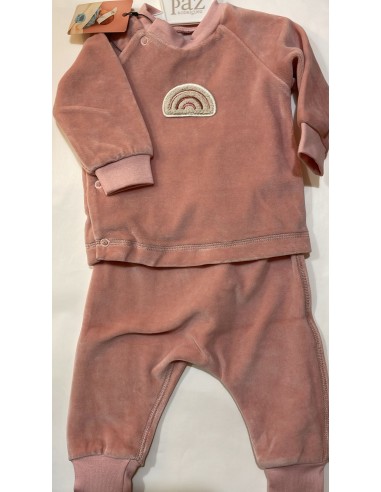completo due pezzi in ciniglia rosa...