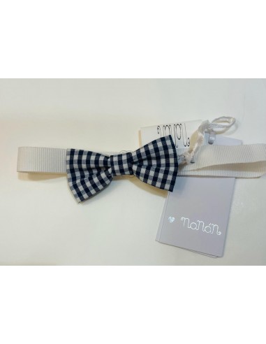 papillon a quadreetti bianco e navy
