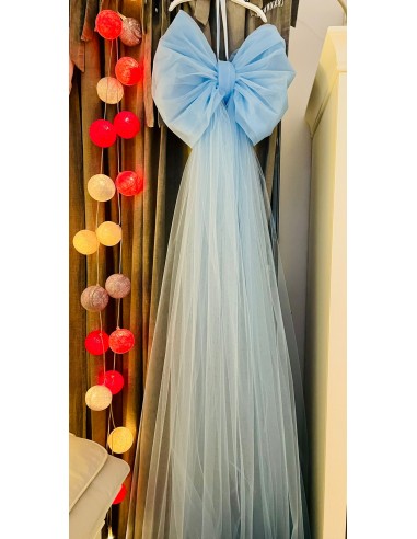 Fiocco nascita in tulle celeste con...