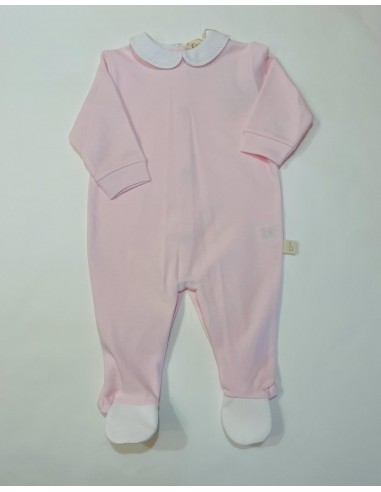 Tutina in cotone rosa con colletto...