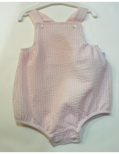 salopette in cotone riga bianco rosa
