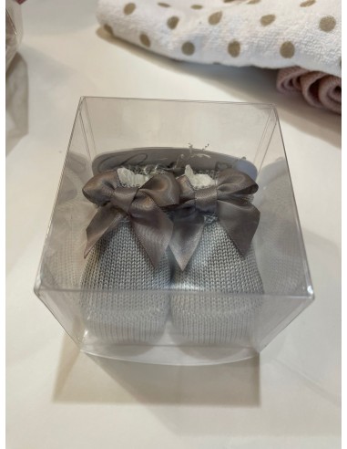 Scarpine cotone con fiocco grigio