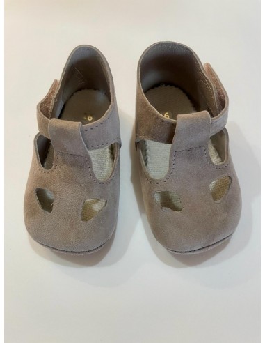 Scarpine in scamosciato beige con occhi