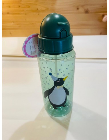 borraccia con pinguino verde