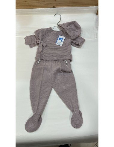 Completo 3 pezzi con cappellino malva