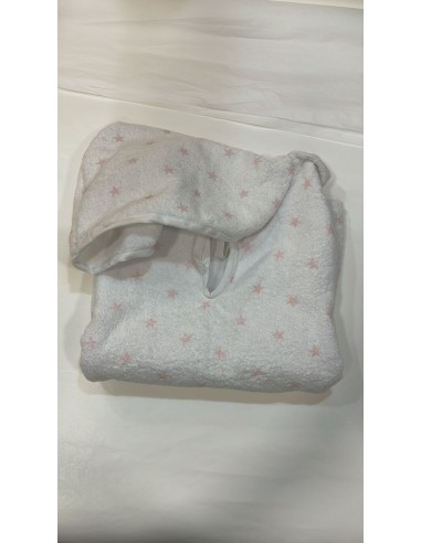 Poncho spugna bianca con stelle rosa