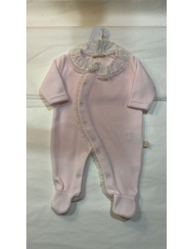 Tutina ciniglia rosa con pizzo