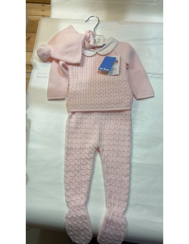 completo 3 pezzi in maglia a treccia