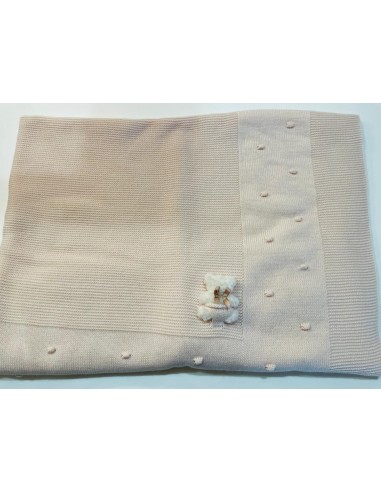 coperta in pura lana rosa con orsetto