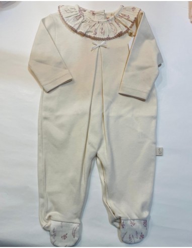 tutina in cotone panna con colletto...