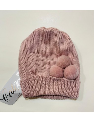 cappellino in pura lana con tre ponpon