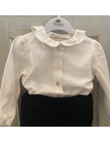camicia body in cotone colletto smerlato