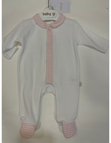 Tutina con bordini a quadrettini rosa