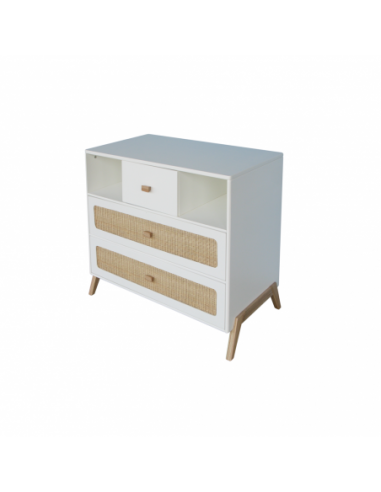 Cassettiera MARELIA in rattan - Neige