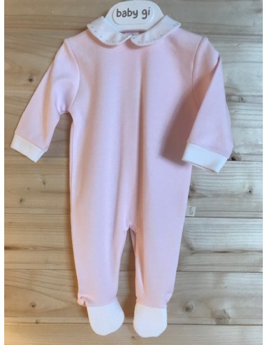 Tutina rosa con colletto bianco