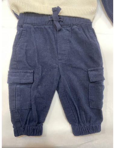 pantalone cargo in microvelluto blu